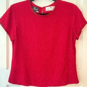 Vintage Beaded 100% Silk Blouse